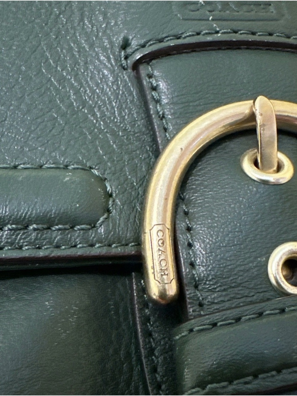 Coach Campbell Forest Green Buttery Leather Purse Satchel Handbag Very Good Cond - Picture 6 of 14